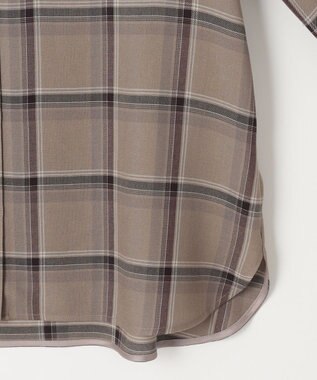 J.PRESS LADIES 【洗える】ハイツイストチェック バンドカラー ブラウス ベージュ系3