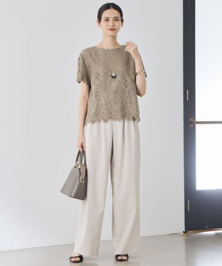 自由区 【SHIHOさん着用・セットアップ対応】リネンストレッチワイド パンツ フラックス