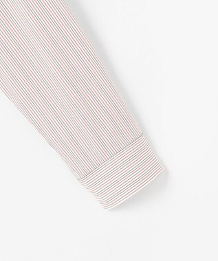 J.PRESS LADIES BEZ ドビーストライプ シャツカラー ブラウス ホワイト×ピンク×スレート系