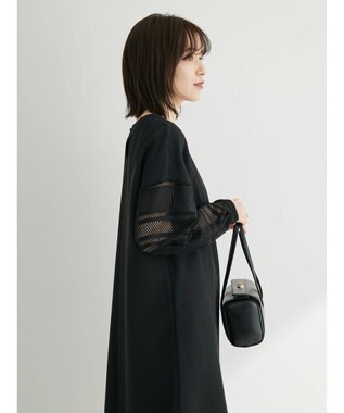 Green Parks 洗える袖レースワンピース Black