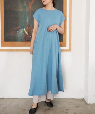 TOQUE 〈大草直子さんアドバイザー〉【天然素材】タンギスコットン天竺 ワンピース サックスブルー