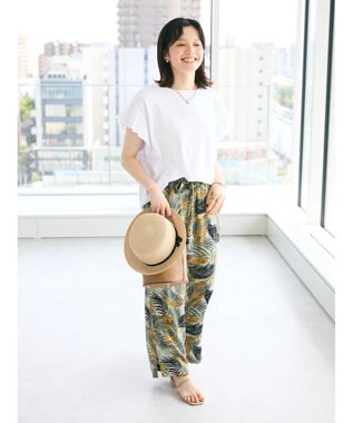 CRAFT STANDARD BOUTIQUE レーヨン柄プリントワイドパンツ Green