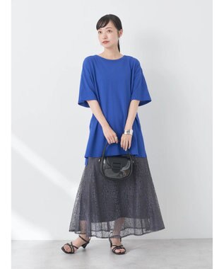 earth music&ecology バックスリットねじりチュニックＴ Royal Blue