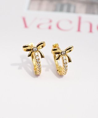 Tiaclasse 【安田美沙子さん着用・金属アレルギー対応】リボンフープピアス ゴールド
