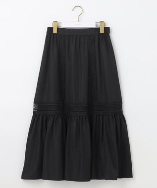 ANY SIS 【洗える】レースポイントティアード スカート ブラック