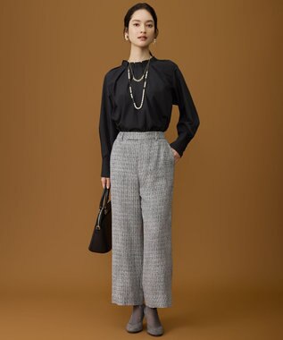 自由区 L 【カタログ掲載】ナチュラルタッチスタンドカラー ブラウス ブラック