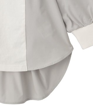 Green Parks ７分袖サイドシャーリングドッキングプルオーバ Off White