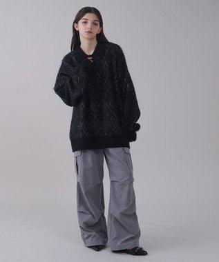 WEGO 【ユニセックス着用ITEM】アーガイルニットポロ ブラック