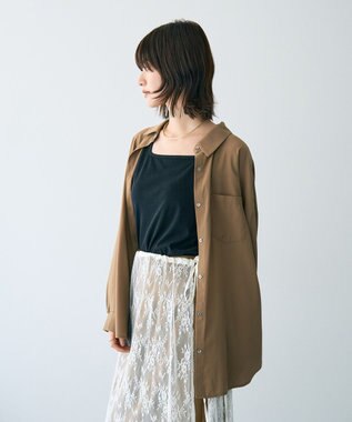 YECCA VECCA バックギャザーロングシャツ Dark Beige