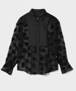 GRACE CONTINENTAL ハートオパールコンビシャツ ブラック