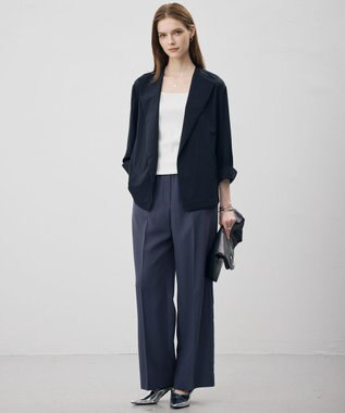 ICB L 【先行予約】シルクナイロンツイル ボタンレスジャケット ネイビー