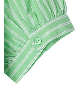 earth music&ecology ポプリンフレアワンピース Stripe Green