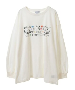 earth music&ecology いいことワードロゴＴシャツ Blue