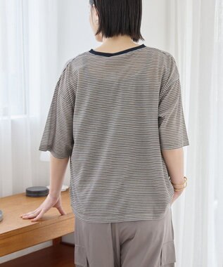 AMERICAN HOLIC シアーレトロボーダー半袖プルオーバー Mocha