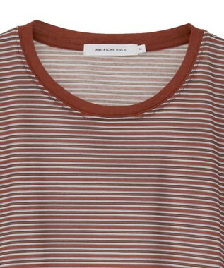 AMERICAN HOLIC シアーレトロボーダー半袖プルオーバー Terracotta