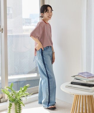 AMERICAN HOLIC シアーレトロボーダー半袖プルオーバー Terracotta