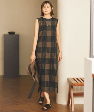 【再入荷・昨年ご好評】ブロンズチェックジャガード ワンピース