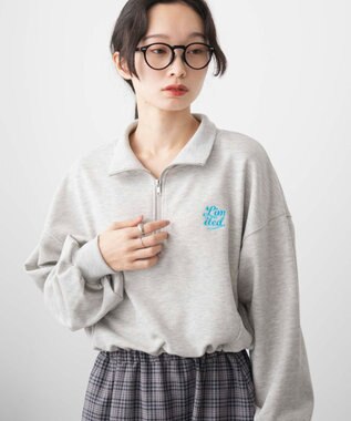 WEGO 【新色追加】ドロストデザインハーフZIPスウェット 杢グレー