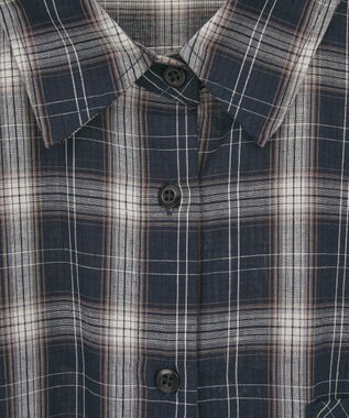 earth music&ecology 【コットン100】マルチウェイチェックシャツ Check Black