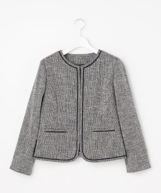 ANY SIS L ライトストレッチ ツイード ジャケット ネイビーシャンブレー