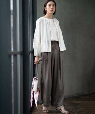 自由区 フラワー×ジオメトリックスカーフ レッド系