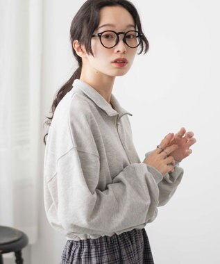 WEGO 【新色追加】ドロストデザインハーフZIPスウェット 杢グレー