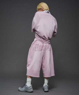 WEGO 【ユニセックス着用ITEM/ウエストゴム】ダメージアップリケショートパンツ ピンク