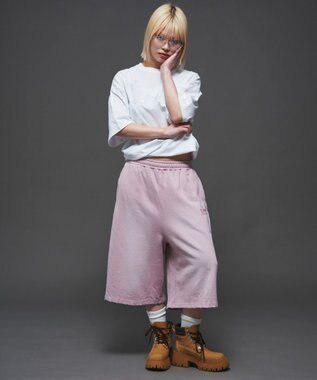 WEGO 【ユニセックス着用ITEM/ウエストゴム】ダメージアップリケショートパンツ ピンク