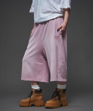 WEGO 【ユニセックス着用ITEM/ウエストゴム】ダメージアップリケショートパンツ ピンク