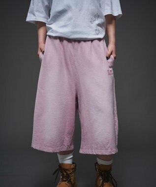 WEGO 【ユニセックス着用ITEM/ウエストゴム】ダメージアップリケショートパンツ ピンク