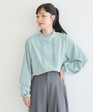 earth music&ecology フリルピンタックブラウス Mint Green