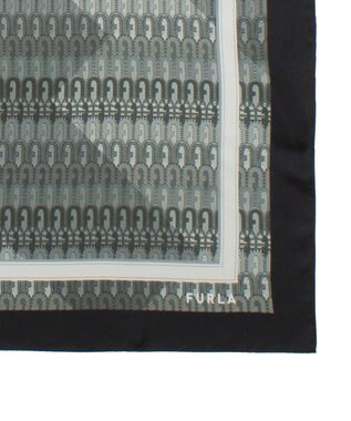 MOONBAT FURLA モノグラム柄シルク100%スカーフ 65×65cm ブラック