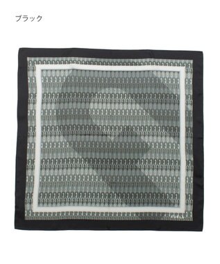 MOONBAT FURLA モノグラム柄シルク100%スカーフ 65×65cm ブラック