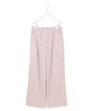 ICB 【洗える】ウォームサテン ワイドストレートカーゴパンツ ヘイズピンク系