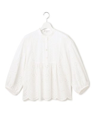 23区 コットンエンブロイダリー クロップド ブラウス38 洗える】コットンエンブロイダリー クロップド ブラウス / 23区