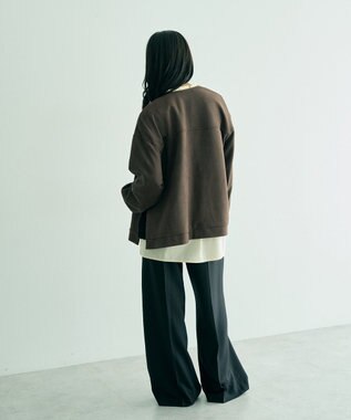 YECCA VECCA サイドプリーツノーカラーブルゾン Brown