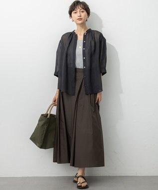 23区 【洗える】シアービエラ タックデザイン ブラウス ブラック系