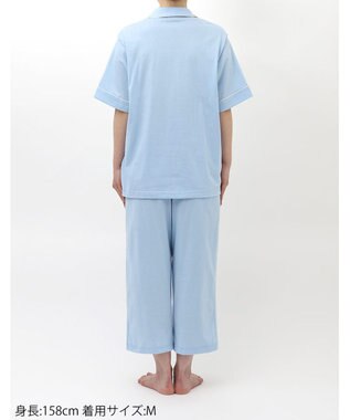ワコール／睡眠科学 パジャマ 5分袖 半袖 8分丈 綿100%(本体) 天竺素材 レディース YDT150 睡眠科学／ワコール サックス