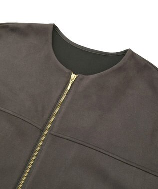 YECCA VECCA サイドプリーツノーカラーブルゾン Brown