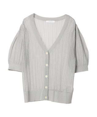 Green Parks すかし柄コンパクトシアーカーディガン Gray