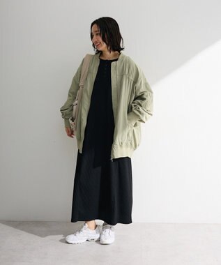 Green Parks ヘンリーネックワンピース Black