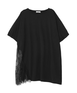 earth music&ecology アシメレースビッグTシャツ Black