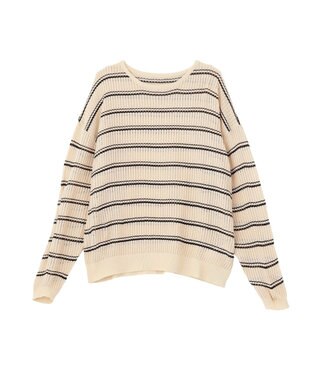 earth music&ecology ボーダーニットプルオーバー Beige