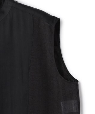 BEIGE， GOSHE / サテン切替 シアースタンドブラウス Black