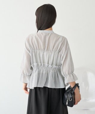 earth music&ecology シャーリングストライプシャツ Stripe Black