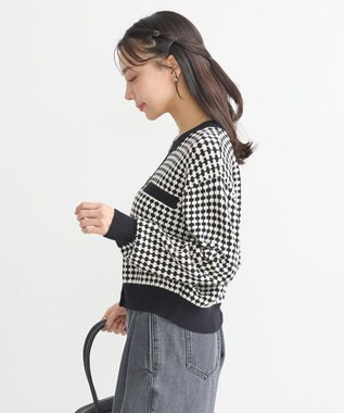 earth music&ecology ジャガードニットプルオーバー Black