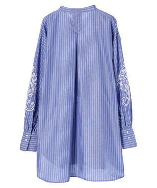 Green Parks 袖刺繍シャツチュニック Blue