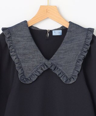 組曲 L 【組曲×setsuko sagittaire】襟付きプルオーバー ニット ネイビー系