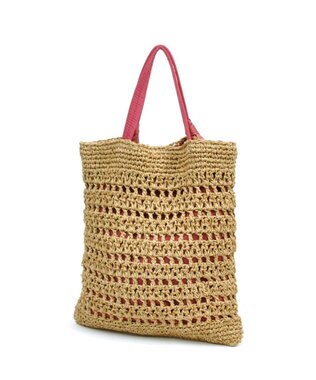 UNBILLION cachecache 下がりグログランペーパー柄編みトート ピンク