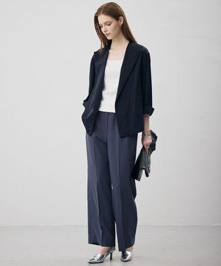 ICB L 【先行予約】シルクナイロンツイル ボタンレスジャケット ネイビー